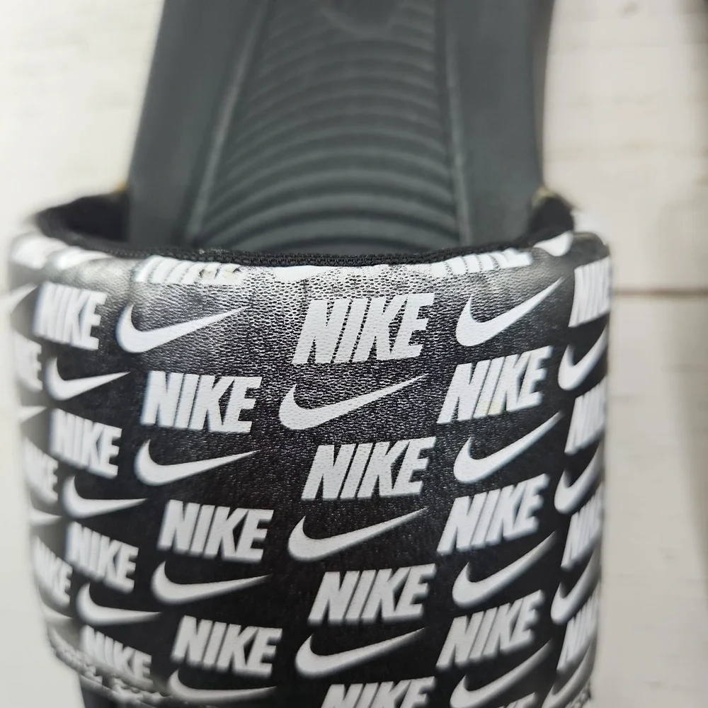 Nike Victori One Print Slides Mens 10 Black White Athletic Sandals CN9678-006